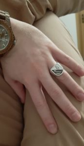 Axthelm signet ring on the hand